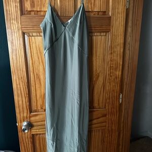 A New Day Sage Green Satin Dress